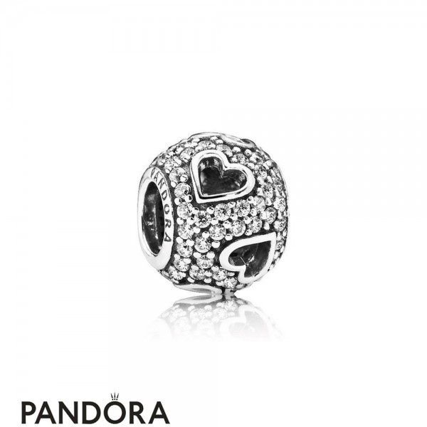 Pandora Jewellery Sparkling Paves Charms Tumbling Hearts Charm Clear Cz