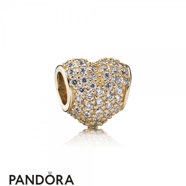 Pandora Jewellery Symbols Of Love Charms Pave Heart Charm Clear Cz 14K Gold