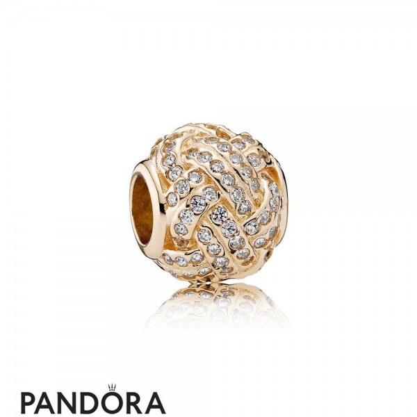 Pandora Jewellery Symbols Of Love Charms Sparkling Love Knot Charm 14K Gold Clear Cz