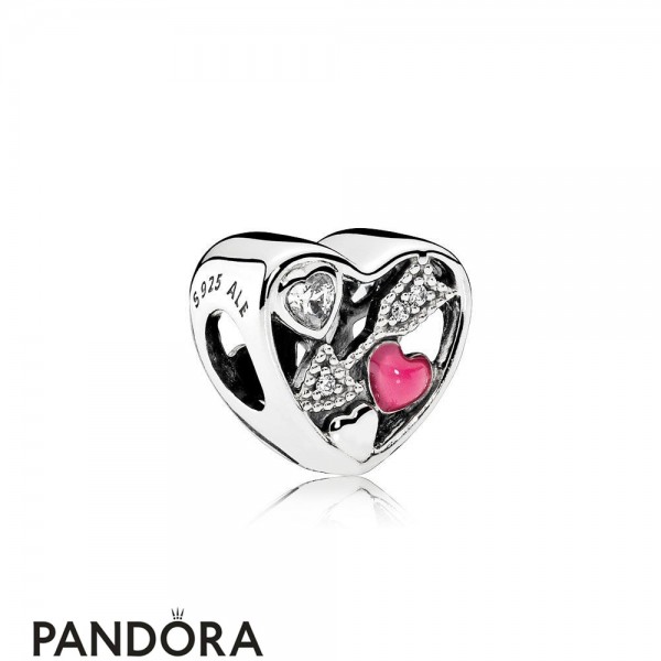Pandora Jewellery Symbols Of Love Charms Struck By Love Magenta Enamel Clear Cz