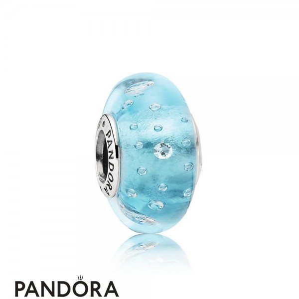Pandora Jewellery Touch Of Color Charms Blue Effervescence Charm Murano Glass Clear Cz