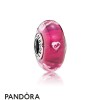 Pandora Jewellery Touch Of Color Charms Cerise Heart Charm Murano Glass Clear Cz