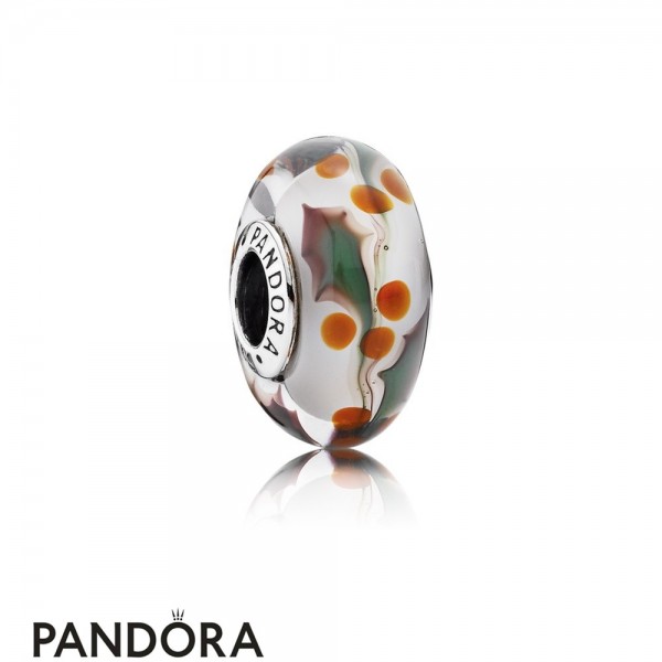 Pandora Jewellery Touch Of Color Charms Christmas Holly Charm Murano Glass
