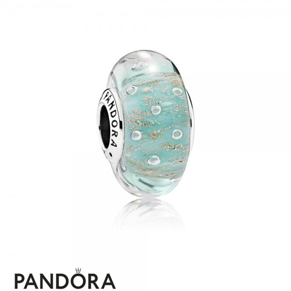 Pandora Jewellery Touch Of Color Charms Mint Glitter Charm Murano Glass