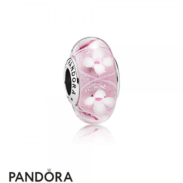 Pandora Jewellery Touch Of Color Charms Pink Field Of Flowers Charm Murano Glass