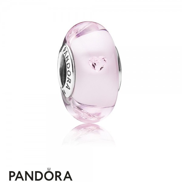 Pandora Jewellery Touch Of Color Charms Pink Hearts Charm Murano Glass Pink Cz