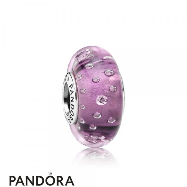 Pandora Jewellery Touch Of Color Charms Purple Effervescence Charm Murano Glass Clear Cz