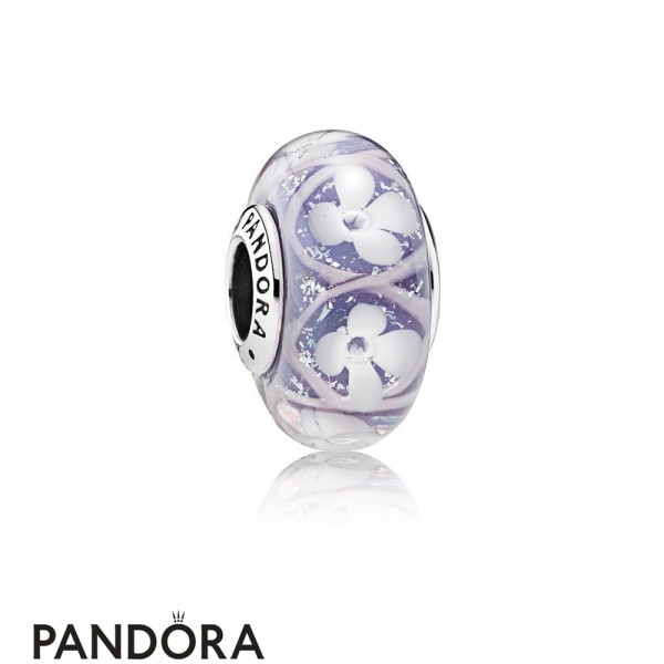 Pandora Jewellery Touch Of Color Charms Purple Field Of Flowers Charm Murano Glass