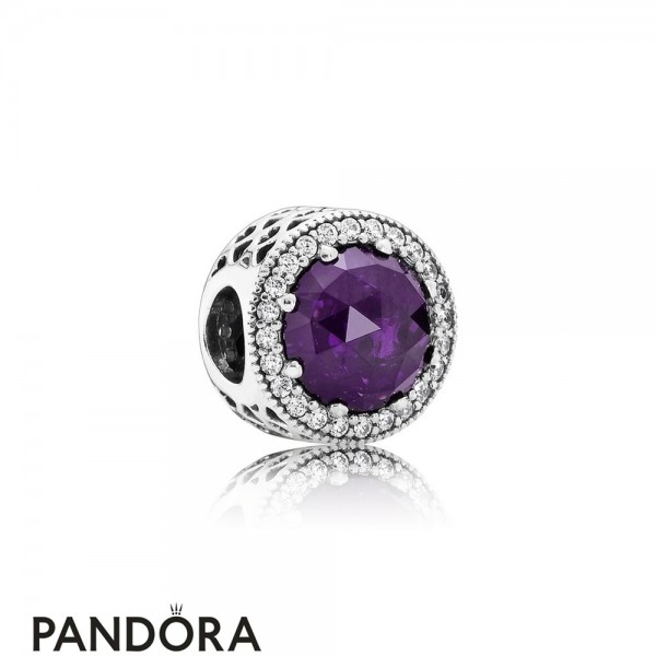 Pandora Jewellery Touch Of Color Charms Radiant Hearts Charm Royal Purple Crystal Clear Cz