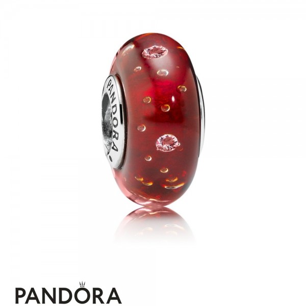 Pandora Jewellery Touch Of Color Charms Red Effervescence Charm Murano Glass Clear Cz