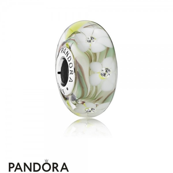 Pandora Jewellery Touch Of Color Charms Wild Flowers Charm Murano Glass Clear Cz