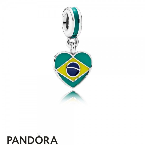Pandora Jewellery Vacation Travel Charms Brazil Heart Flag Pendant Charm Mixed Enamels