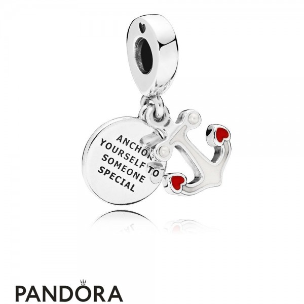 Women's Pandora Jewellery Anchor Of Love Dangle Charm Red & Black Enamel