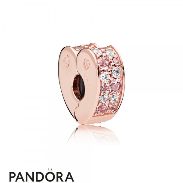 Women's Pandora Jewellery Arcs Of Love Clip Pandora Jewellery Rose Light Pink Rose Pink Crystals