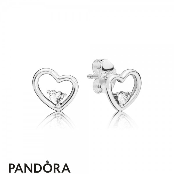 Women's Pandora Jewellery Asymmetric Hearts Of Love Stud Earrings