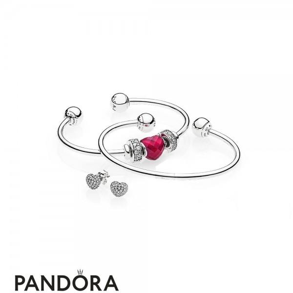 Women's Pandora Jewellery Be Mine Stacked Open Bangle Gift Set