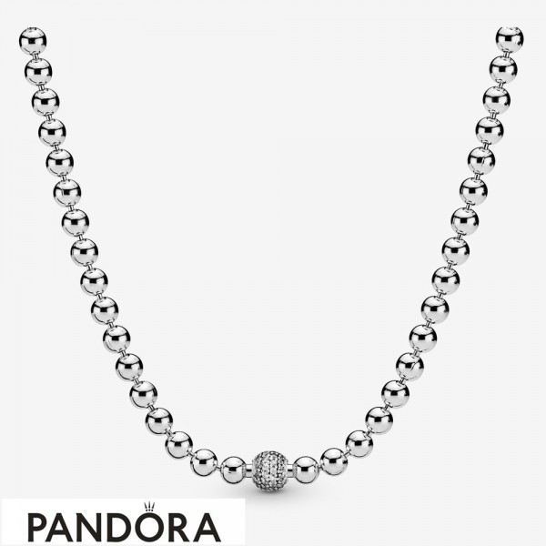 Women's Pandora Jewellery Beads & Pave Necklace
