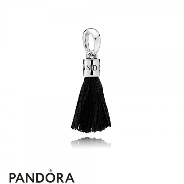 Women's Pandora Jewellery Black Fabric Tassel Dangle Charm