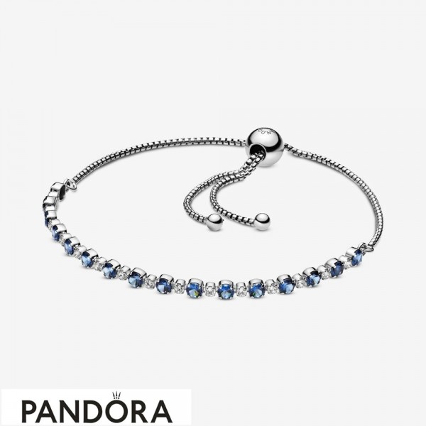 Women's Pandora Jewellery Blue And Clear Sparkle Slider Bracelet