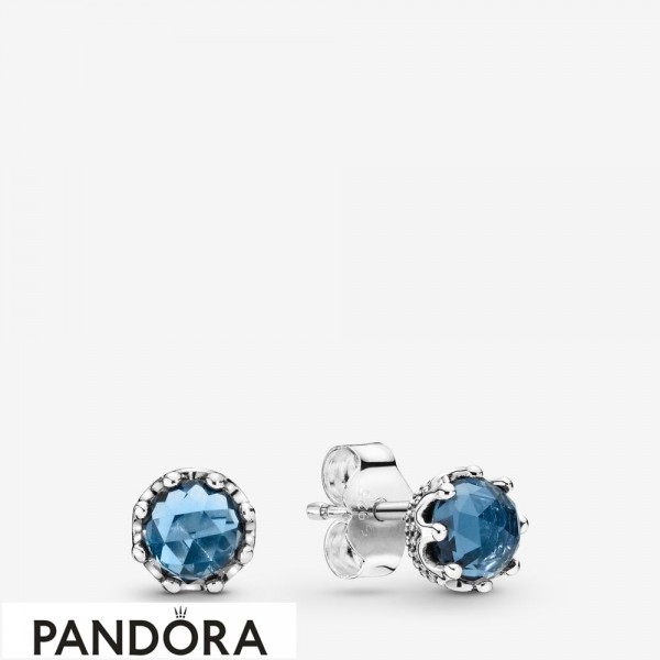 Women's Pandora Jewellery Blue Sparkling Crown Stud Earrings
