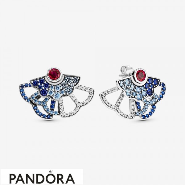 Women's Pandora Jewellery Blue & Pink Fan Statement Stud Earrings