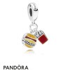 Women's Pandora Jewellery Burger & Fries Dangle Charm Red Golden & Yellow Enamel