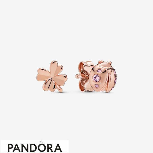 Women's Pandora Jewellery Clover & Ladybird Stud Earrings