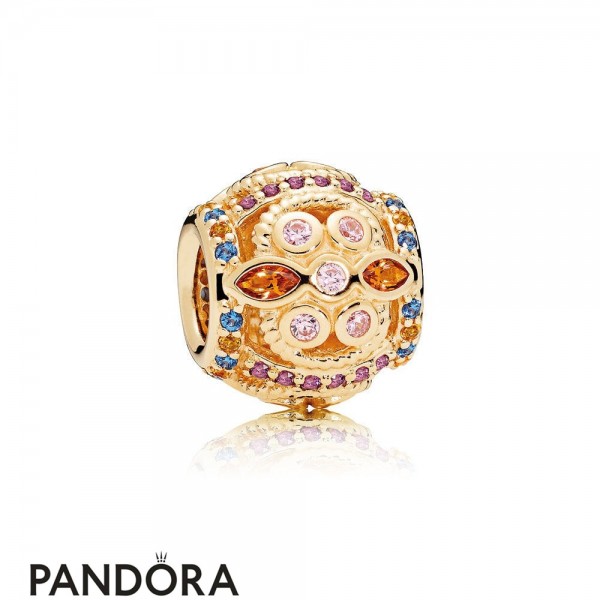 Pandora Jewellery Collections Color Fresco Charm 14K Gold Multi Colored Crystals Pink