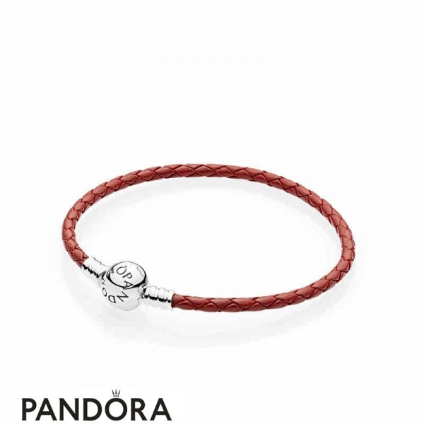 Women's Pandora Jewellery Cowhide Leather Bracelet With A Red Circle