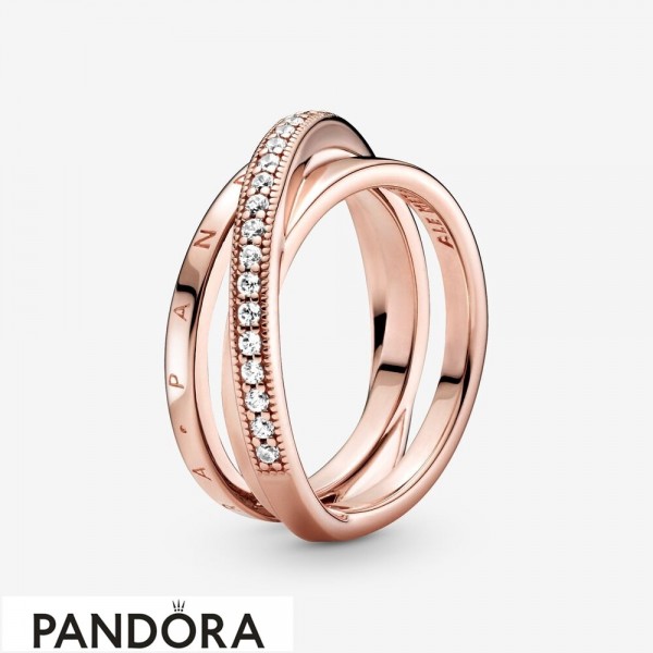 Women's Pandora Jewellery Crossover Pave Triple Band Ring