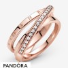 Women's Pandora Jewellery Crossover Pave Triple Band Ring