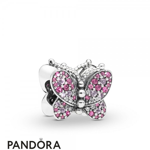 Women's Pandora Jewellery Dazzling Pink Butterfly Charm