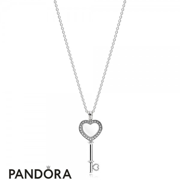 Pandora Jewellery Floating Locket Heart Key Necklace Sapphire Crystal