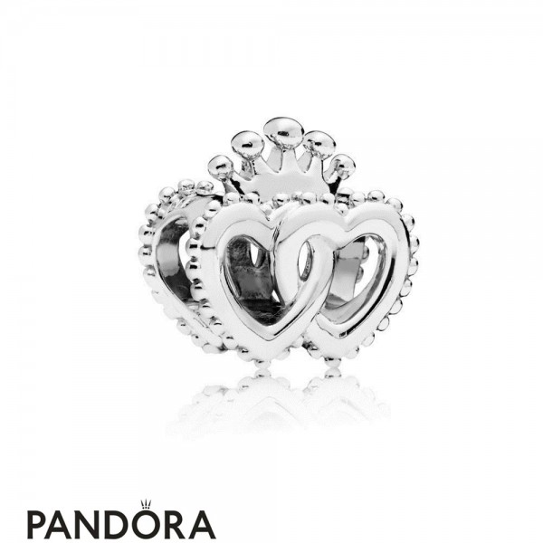Women's Pandora Jewellery Interlocked Crown Hearts Charm
