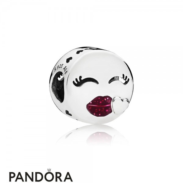 Women's Pandora Jewellery Kiss Charm Cerise Glitter Enamel