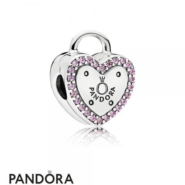 Women's Pandora Jewellery Lock Your Promise Clip Fancy Fuchsia Pink Cz