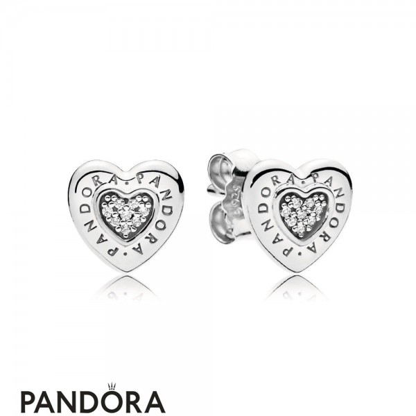 Women's Pandora Jewellery Logo Heart Earring Studs