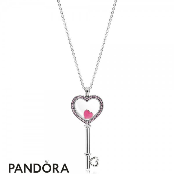 Women's Pandora Jewellery Love Key Flow Pink Pendant Set