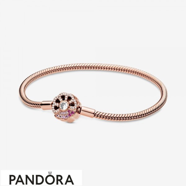 Pandora Jewellery Moments Pink Fan Clasp Snake Chain Bracelet