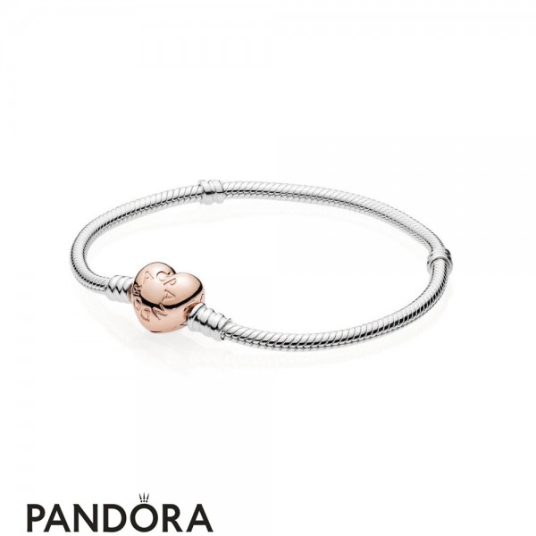 Pandora Jewellery Moments Silver Bracelet With Pandora Jewellery Rose Heart Clasp