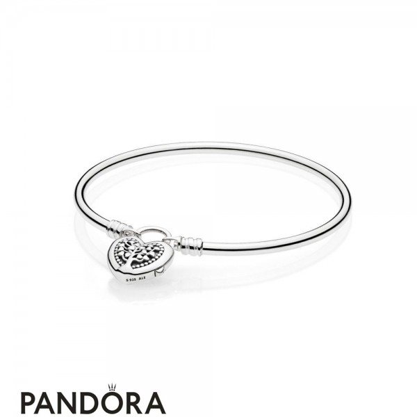 Women's Pandora Jewellery Moments Sterling Silver Bangle With Tree Of Love Clasp