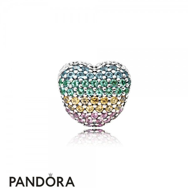 Women's Pandora Jewellery Open My Heart Pave Clip Multi Color Cz