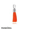 Women's Pandora Jewellery Orange Fabric Tassel Dangle Charm