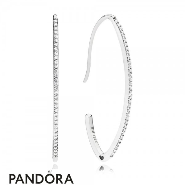 Women's Pandora Jewellery Oval Sparkle Hoop Earrings