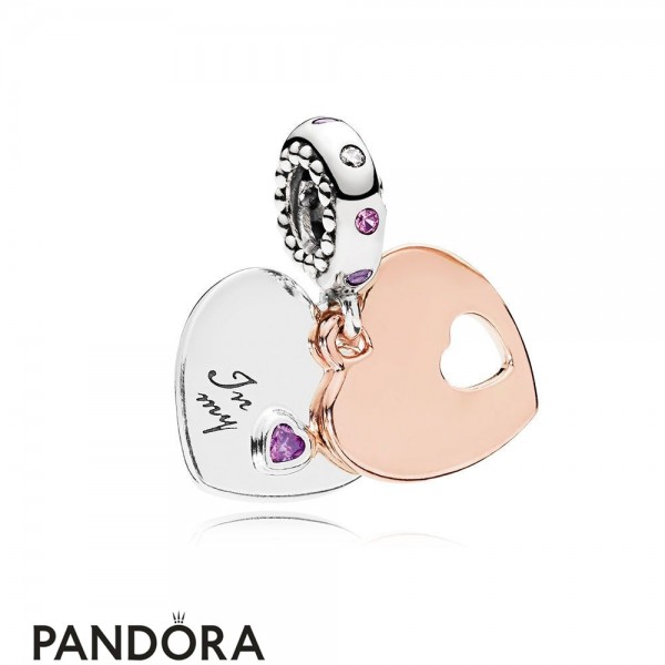 Women's Pandora Jewellery Part Of My Heart Dangle Charm Pandora Jewellery Rose Soft Pink Lilac Crystals