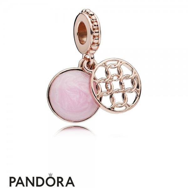 Women's Pandora Jewellery Pattern Of Love Dangle Charm Pandora Jewellery Rose Pink Enamel