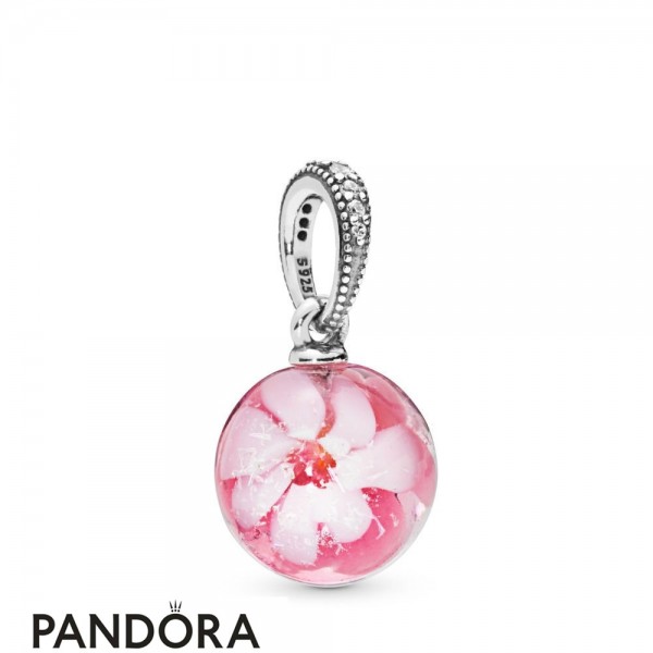 Women's Pandora Jewellery Peach Blossom Flower Murano Charm