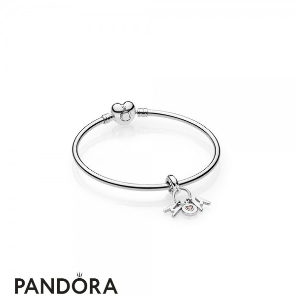 Women's Pandora Jewellery Perfect Mom Bangle Gift Set Pink Liliac Crystals