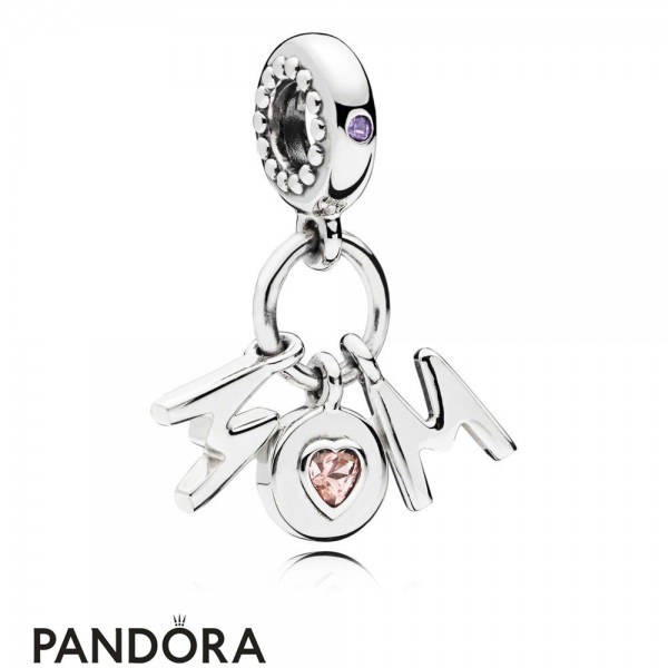 Women's Pandora Jewellery Perfect Mom Dangle Charm Soft Pink Lilac Crystal