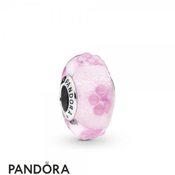Women's Pandora Jewellery Pink Flower Murano Glass Charm